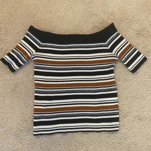 striped ribbed knit top